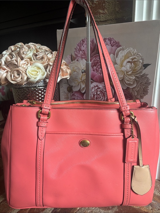 Coach Handbags - 🌸 COACH Peyton Leather Jordan Double Zip Carryall in Coral (#F25669) 🌸